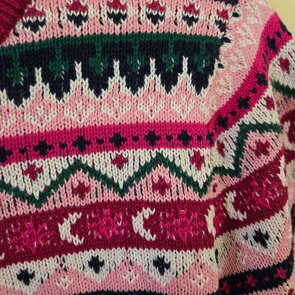 J.Crew Cotton Fair Isle Sweater Shades Of Pink Celestial Size M